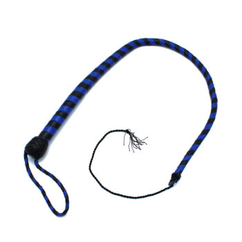 Leather Whip Black & Blue 90 cm