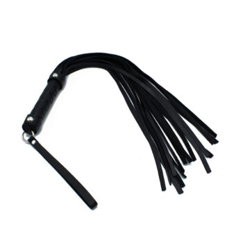 Black Leather Flogger with Braided Handle